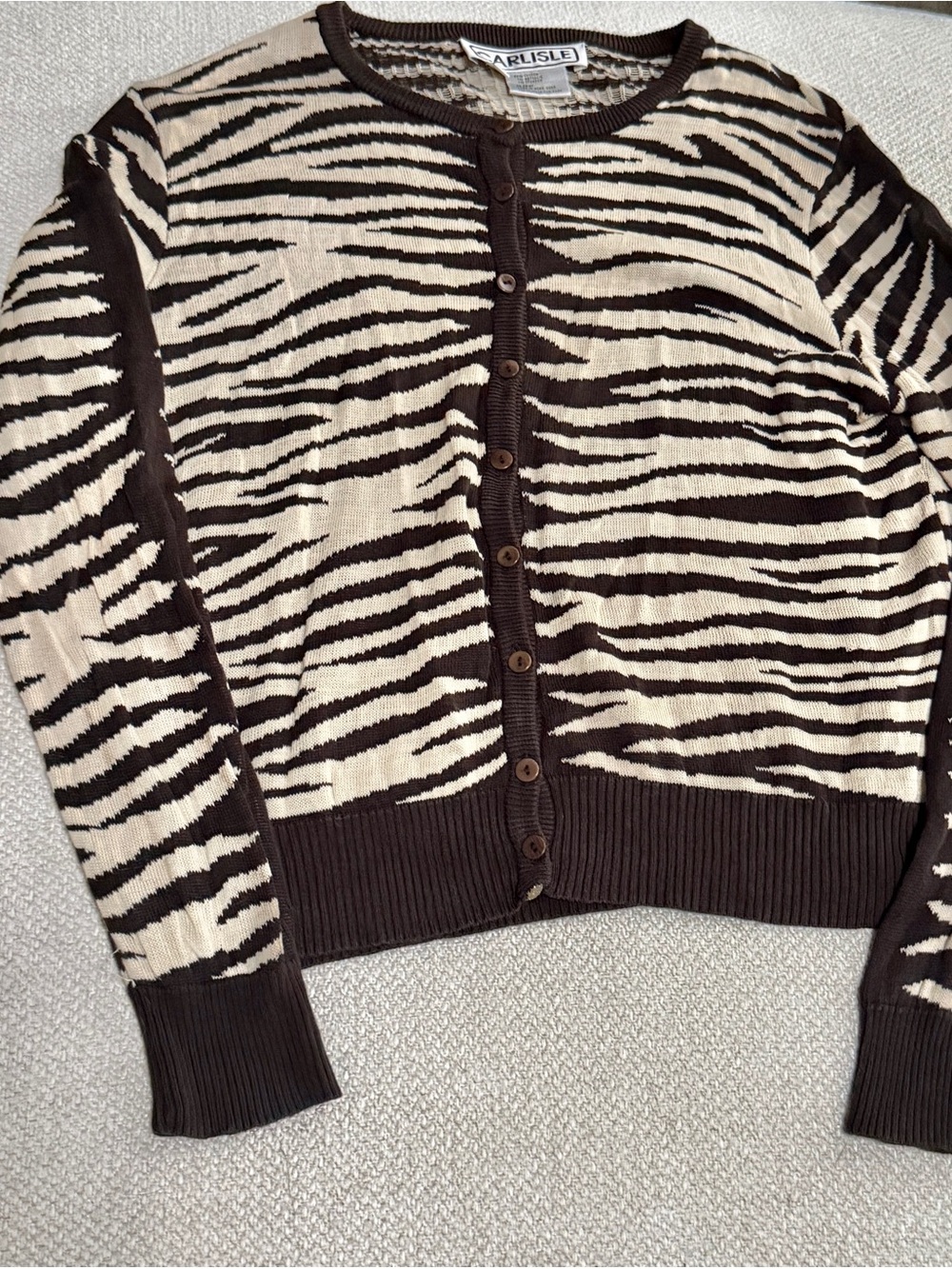 Carlisle Brown & Cream Zebra Print Cardigan